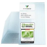 Vivodo Gewächshausplatten 14 Stk. | Hohlkammerplatten Doppelstegplatten 4mm | Platten für Gewächshaus | 605 x 1210 mm
