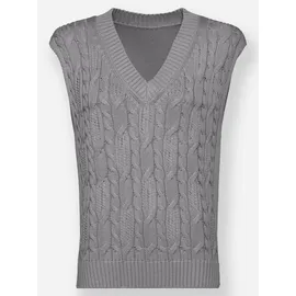 Inspirationen Pullunder INSPIRATIONEN "Pullunder", Damen, Gr. 42, grau (steingrau, meliert), 50% Baumwolle, 50% Polyacryl, unifarben, Pullover Pullunder