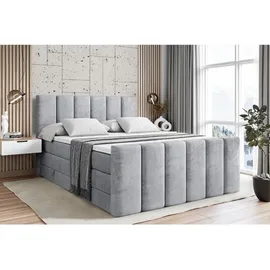 altdecor Boxspringbett BOXI1-Z KING 160 x 200 cm H3/H4 Hellgrau