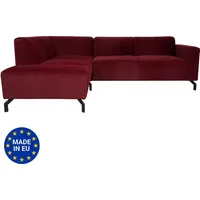 MCW Ecksofa MCW-J60, Couch Sofa mit Ottomane links, Made in EU, wasserabweisend 247cm ~ Samt bordeaux-rot