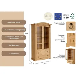 OTTO home Glasvitrine Anna 97 x 46 x 188 cm Beige