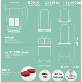 GOURMETmaxx Mr. Magic Standmixer silber/rot 18-tlg.