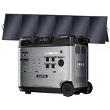 OUKITEL P5000 Pro Generador Solar 4000W con Panel de 500W, Estación de Energía Portátil 5120Wh, Batería LiFePO4, Carga al 100 % en 1.2h, 15 Porte, Power Station para Camping, Caravana y Emergencias