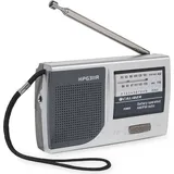 Caliber Tragbares batteriebetriebenes Radio - Mini-Radio im Taschenformat - AM/FM-Radio mit Kopfhöreranschluss (HPG311R) - Silber