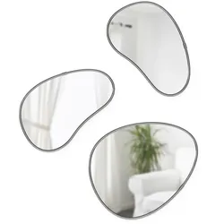 Umbra - Hubba Pebble Wandspiegel, 3er Set, titan