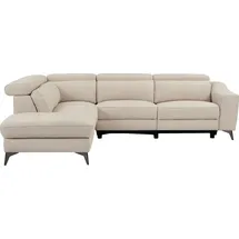 vente-unique Eckcouch Leder 5-Sitzer Beige