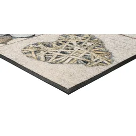 Wash+Dry Vintage Hearts 75 x 190 cm Beige/Grau