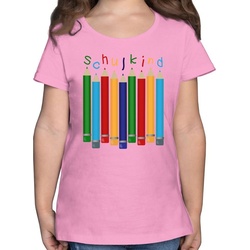 Shirtracer T-Shirt Schulkind Buntstifte Einschulung Mädchen rosa 116 (5/6 Jahre)