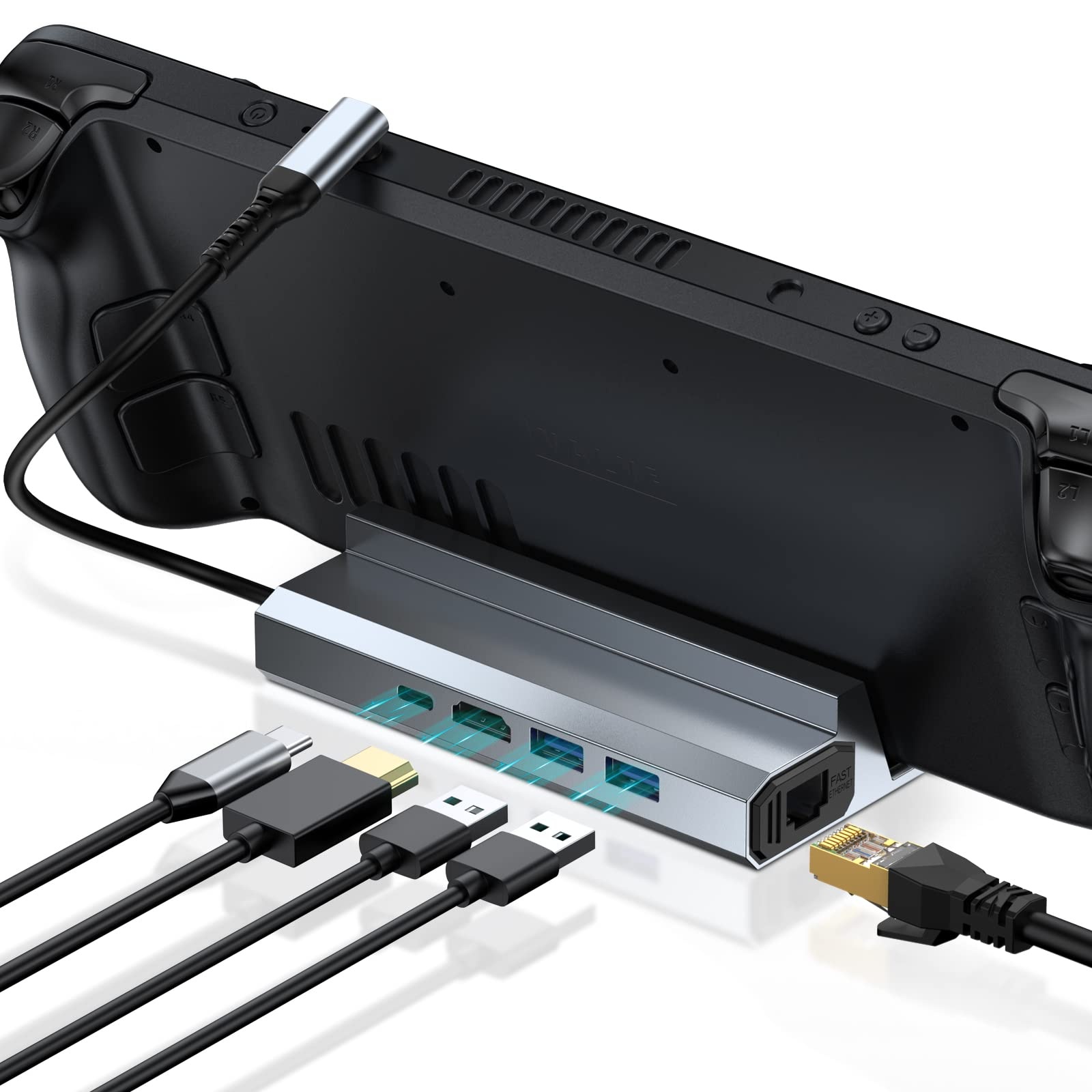 USB C Hub Ethernet Adapter, SWECENT 5 in 1 Dock, USB-C Adapter mit HDMI 4K 60Hz, LAN RJ45, 100W PD, 2 USB,HDMI für MacBook Pro/Air M1, iPad Pro/Air, Surface Pro 5- Docking Station