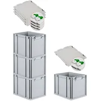 Proregal 4x Eurobox NextGen Grip mit Scharnierdeckel und grünen