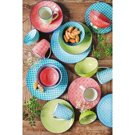 CreaTable 4er-Set CreaTable Speiseteller Mediterran Ø 27 cm Steinzeug Blau, Grün Petrol