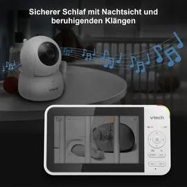 Vtech VM924 Video-Babyphone mit Kamera 5" LCD Display, 31 Stunden Batterielaufzeit Nachtsicht 300 Meter Reichweite Pan-Tilt-Zoom Schlaflieder Beruhi...