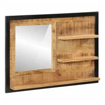 vidaXL Spiegel mit Ablagen 80x8x55 cm Glas und Massivholz Mango