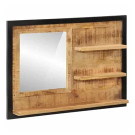 vidaXL Spiegel mit Ablagen 80x8x55 cm Glas und Massivholz Mango