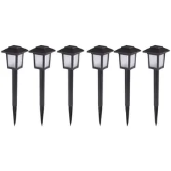 Gartendeko Lampen Solarlampen für Außen Garten LED Terrassen Dekoration Solar, Erdspitz schwarz, 10x LED, LxBxH 8x8x37, 6er Set