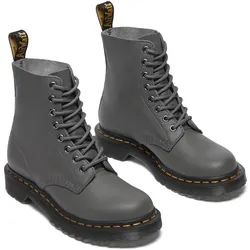 Schnürboots DR. MARTENS, Damen, Gr. 41, grau (dunkelgrau), Leder, klassisch, Schuhe, Stiefelette, Freizeitschuh mit Schnürung