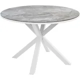 Beliani Gartentisch Grau Aluminium Weiß Rund X-Beine modern Maletto
