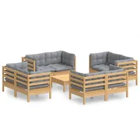 vidaXL Garten-Lounge-Set 9-tlg. grau Kiefernholz