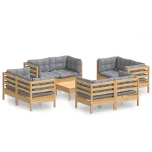 vidaXL Garten-Lounge-Set 9-tlg. grau Kiefernholz