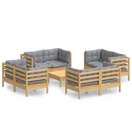 vidaXL Garten-Lounge-Set 9-tlg. grau Kiefernholz