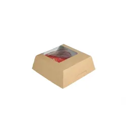 150 Stück kleine Kraftstoffdose mit Fenster (12x12x4cm) Ref EG0062