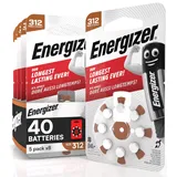 40 Energizer Hörgerätebatterien für Kopfhörer, Größe 312, braun, ohne Quecksilber, 5 Packungen mit je 8 Batterien