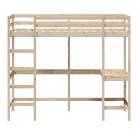 vidaXL Hochbett mit Schreibtisch 90x200 cm Massivholz Kiefer