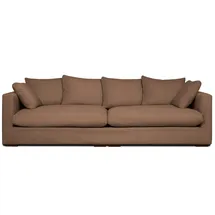 Home Affaire Big-Sofa HOME AFFAIRE "Coray", braun (light braun), B:266cm H:80cm T:113cm, 100% Polyester, Sofas, Big-Sofa, extra weich und kuschelig, Füllung mit Federn und Daunen