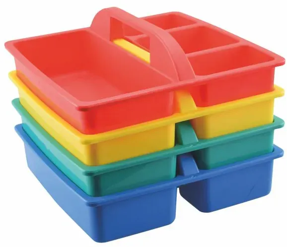 Aufbewahrungsschalen mit Griff 4er Set 23,5x23,5x9 cm bunt Kunststoff - GOWI - Stapelbar, praktisches Sortierspiel fr Kinder