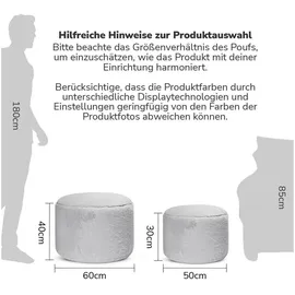 mokebo Pouf Kunstfell 60 x 40 x 60 cm Grau