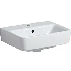 Geberit Renova Plan Aufsatz-Waschtisch 501718001 45x36cm, Hahnloch mittig, mit Überlauf, weiß
