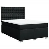 vidaXL Boxspringbett mit Matratze Schwarz 160x200 cm Stoff2107878