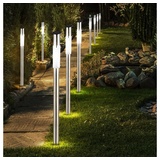 ETC Shop 9er Set LED Solar Lampen Garten Weg Beleuchtung Erdspieß Edelstahl Außen Leuchten