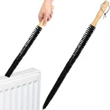 Aougo - Heizkörperbürste mit langem, flexiblem Holzgriff – Bürste mit weichen Borsten