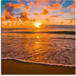 Glasbild ARTLAND "Sonnenuntergang am Strand", orange (farbe bild(er): orange), B:20cm H:20cm, Bilder, in verschiedenen Größen