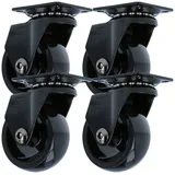 MS Beschläge 4er Set kugelgelagert Möbelrolle Schwarz 50mm