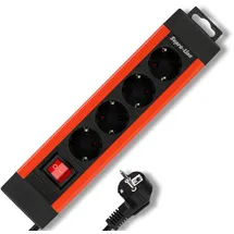 REV Ritter Steckdosenleiste 1,90 m Schwarz/Rot 4 St.