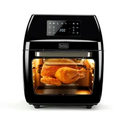 Black+Decker Heissluftfritteuse BXAFO1200E, 1700W, Kapazität von 12 l, 8 Programme, Timer bis 6 Stunden, Umfangreiches Zubehör, Antihaftbeschichtung