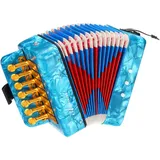 QUARKZMAN Akkordeon, 10-Tasten-Bass-Ziehharmonika Mini-Musikinstrument Leichtgewicht für Erwachsene Anfänger Bildung, Himmelblau