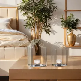Marrakesch Orient & Mediterran Interior 2er Set Skandinavische Deko Windlicht Teelichthalter Carlon Grau