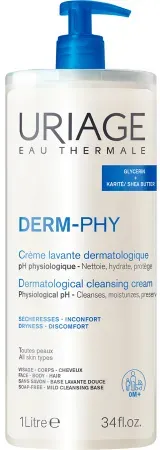 Uriage Dermatologische Waschcreme Empfindliche Haut Gesicht/ Körper/ Haar Pumpflasche 1l