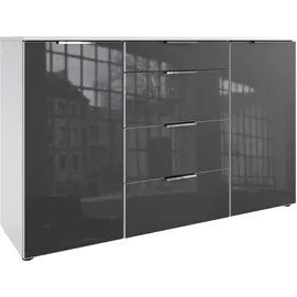 WIMEX Kombikommode 135 x 84 x 41 cm Weiß / Schwarz