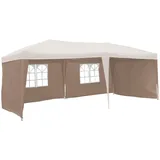 Linder Exclusiv GmbH Pavillonseitenteil 2x Seitenteil Seitenwand für Pavillon Paltpavillon Seitenteile, 300x200 cm, 1 Seitenteil mit Fenster, 1 Seitenteil geschlossen, Gartenzelt Seitenwände wasserabweisend beige
