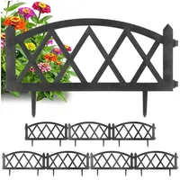 Vilde | Beeteinfassung - 8er Set - 57x25 cm - Witterungsbeständig - Kunststoff - Gartenzaun Grau - Grau