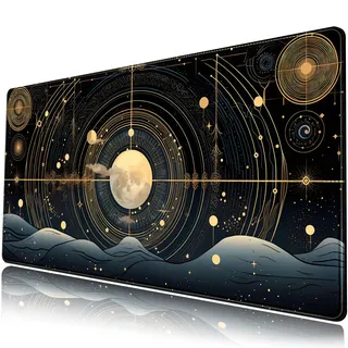 Schreibtischunterlage mit Sternbildern, Motiv: Mond, Sternenhimmel, Galaxie, großes Mauspad, XXL, Gaming-Mauspad, erweiterter Nachthimmel, Tastaturmatte, Mauspad, 80 x 40 cm, Schreibtischdekoration