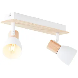 Deckenstrahler »Daintree«, 2 flammig, Leuchtmittel E14   ohne Leuchtmittel, 37 cm Breite, E14, schwenkbar, Metall/Holz, weiß/natur, weiß/natur, , 64340315-0