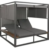 MCW Aluminium Lounge-Gartenliege MCW-M63b, XL Sonnenliege Bali-Liege Daybed, 10cm-Polster ~ dunkelgrau Polster grau