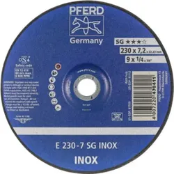 Pferd Schruppscheibe 230x7,2mm f.INOX gekröpft Bohrung 22,23mm