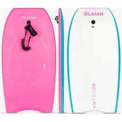 Bodyboard mit Leash - 500 rosa/weiss XS