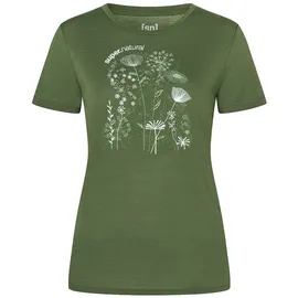 super.natural Damen Rock Flowers T-Shirt (Größe L, oliv)